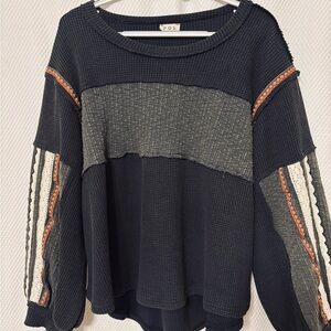 POL Black and Gray Sweatshirt with Orange Accents